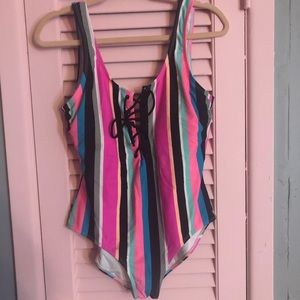 Striped One Piece Bathing Suit